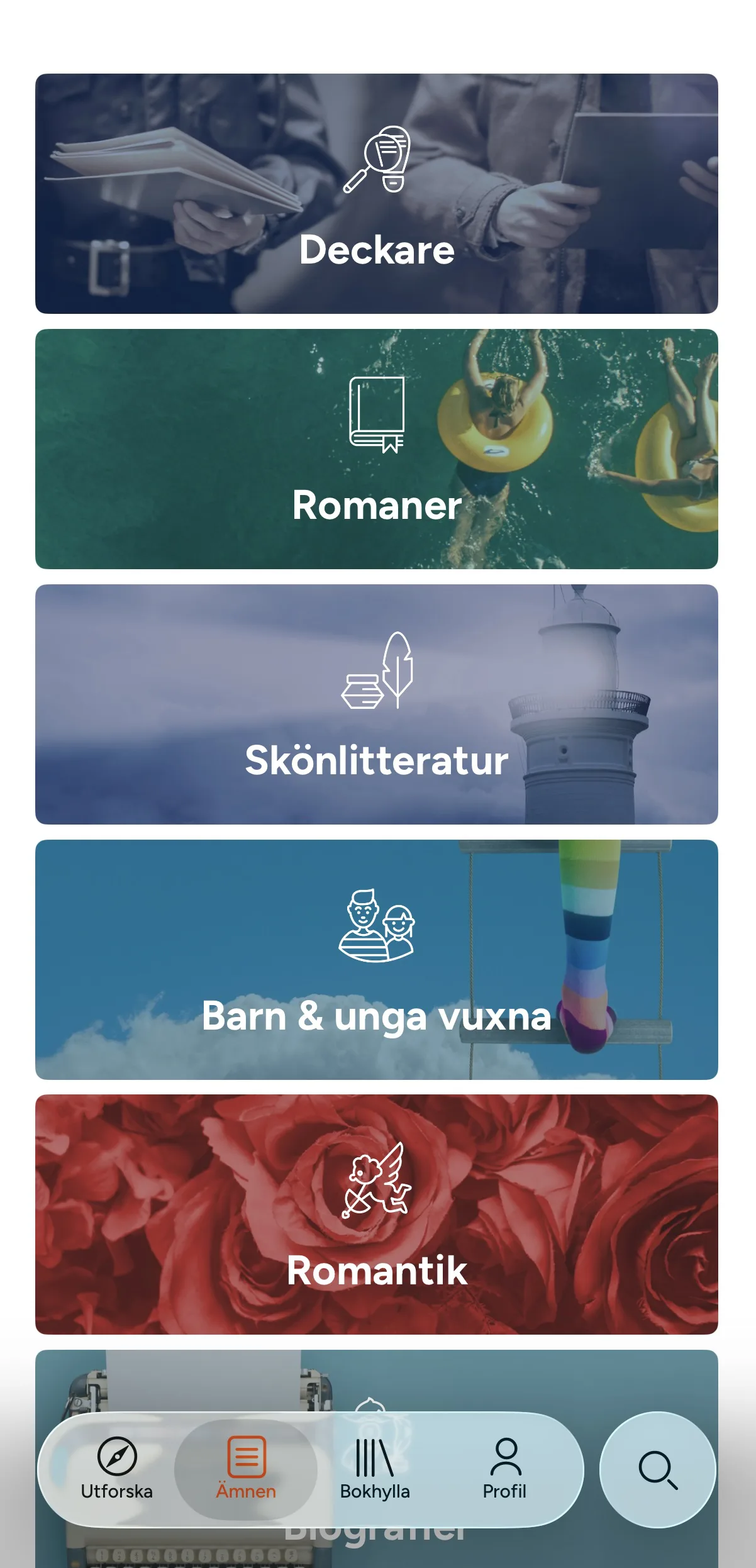 Bokus Play Kategorier-vy