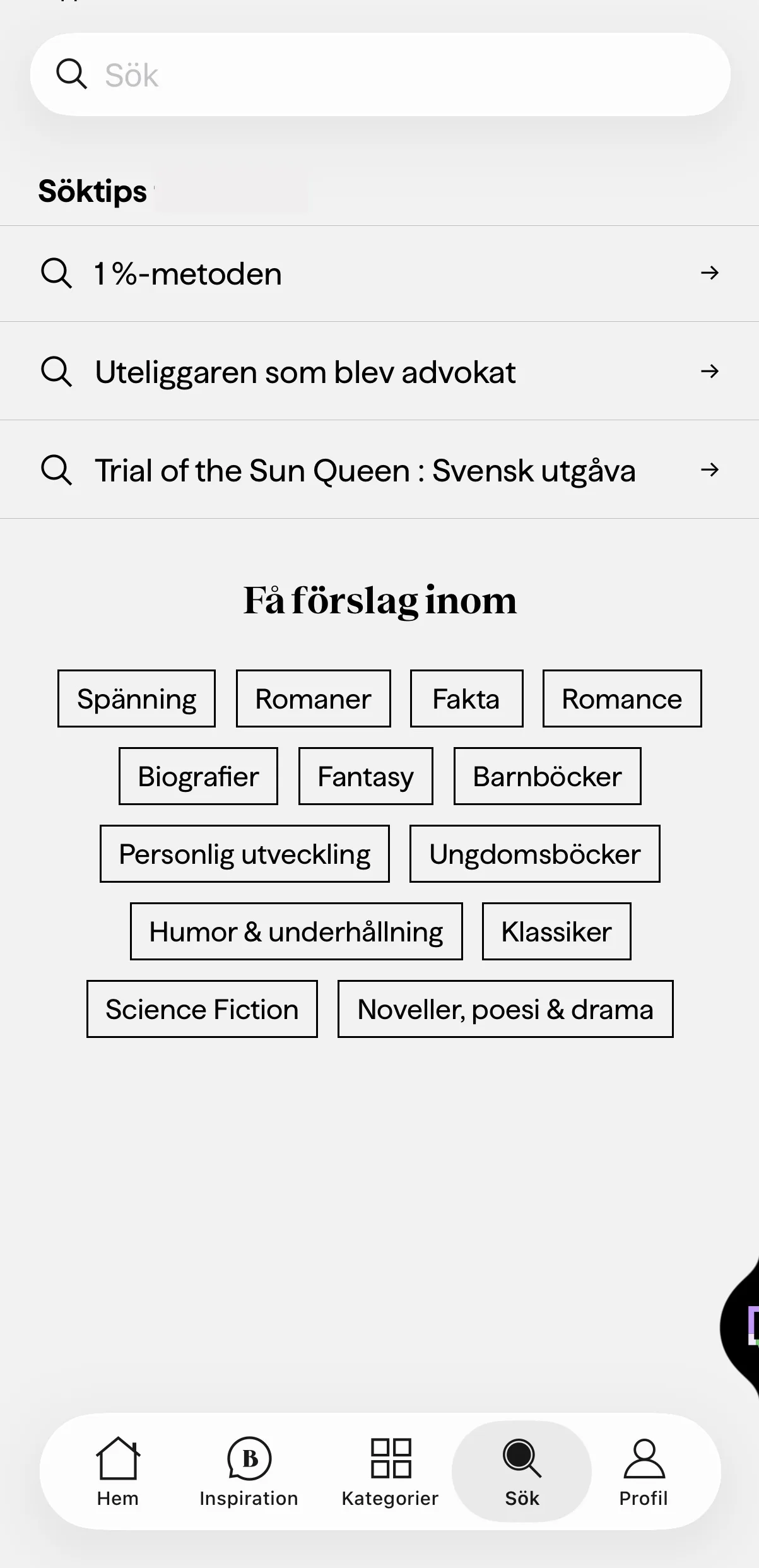 BookBeat sök — söktips och genrefilter