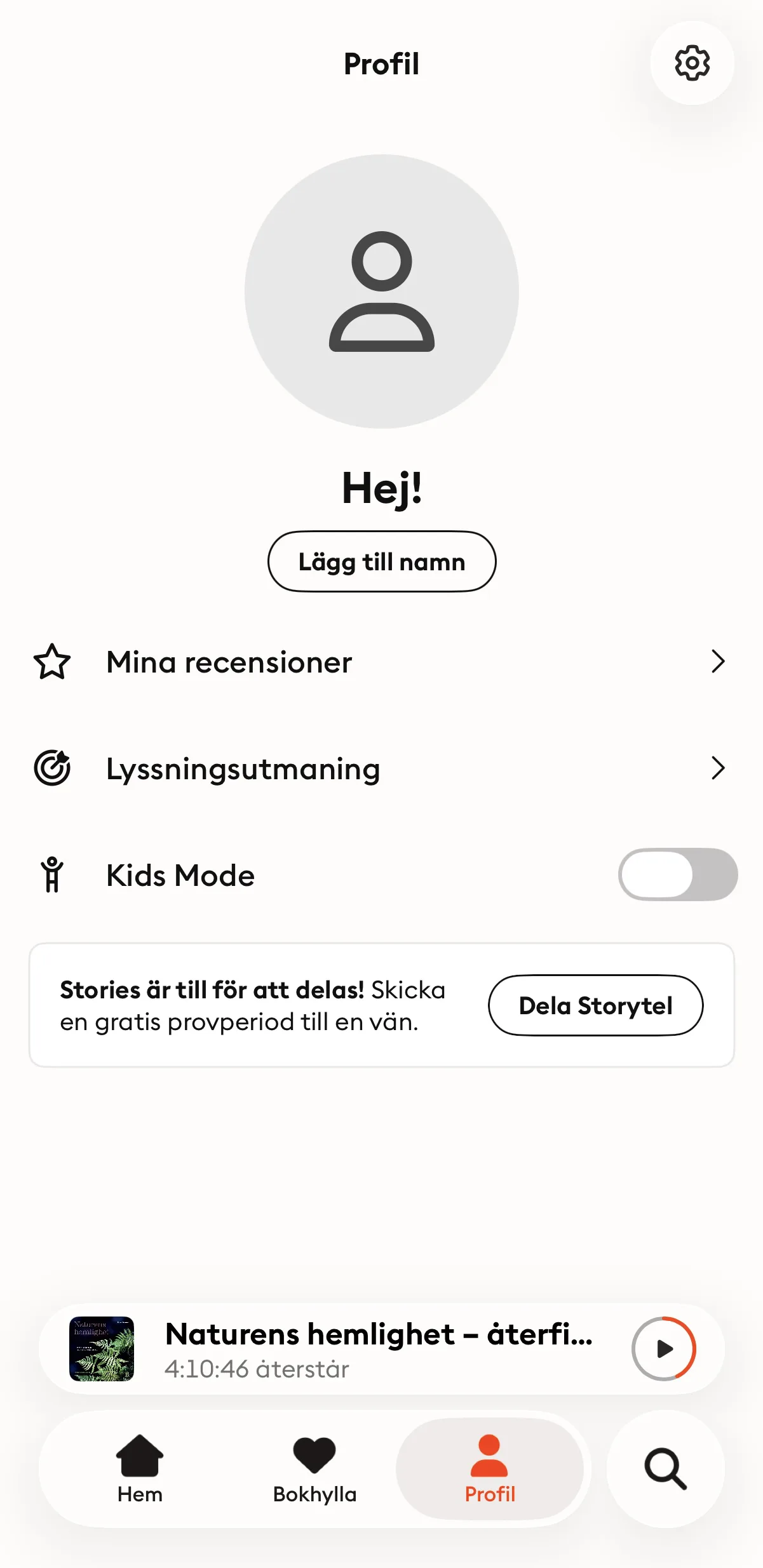 Storytel profilsida